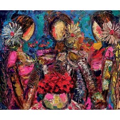 Shazly Khan, When the beauty of friendship, love, and a warm cup of tea is all we need, 24 x 20 Inch, Acrylic on Canvas, Figurative Paintings, AC-SZK-146